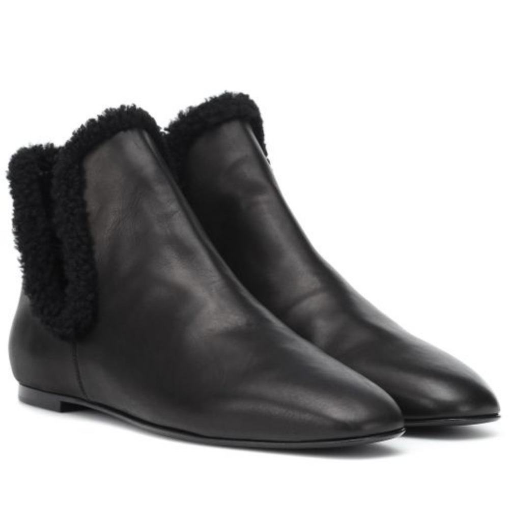 The Row Women's Black Eros Shearling-lined Ankle Boots
